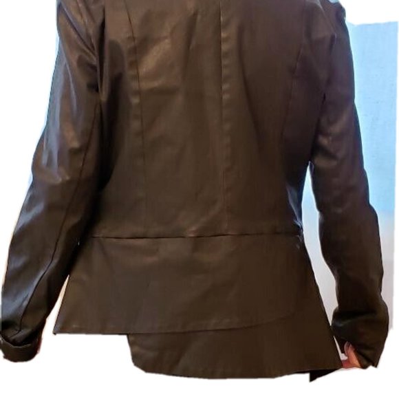 STUDIO B3 BLACK ASSYMETRIC COTTON COATED JACKET, SIZE 44/46 - Picture 4 of 13